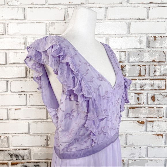 LoveShackFancy Chantelle Amethyst Floral Embroidered Romantic Maxi Dress 12 - Picture 6 of 15